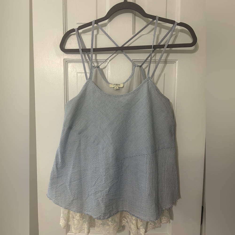 Umgee Blue Striped Tank Top